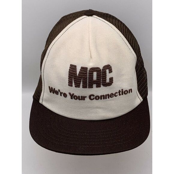 Vintage MAC Trucker Hat Brown Snapback Mesh Made in USA - Picture 2 of 10